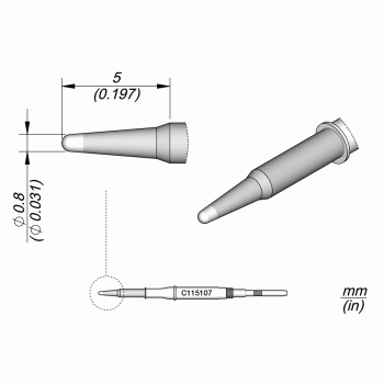 JBC C115107 Cartridge Tip Conical 0.8mm