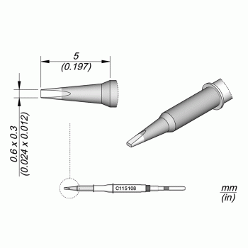 JBC C115108 Cartridge Tip Chisel 0.6x0.3mm