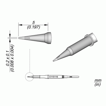 JBC C115116 Cartridge Tip Chisel 0.2x0.1mm