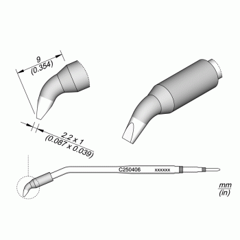 JBC C250-405 Chisel Bent Cartridge 1.8 x 0.8