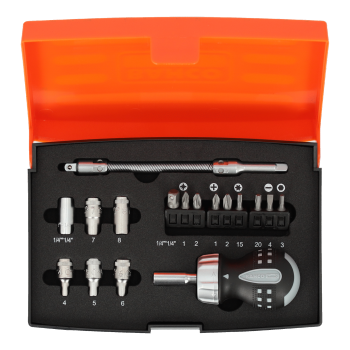 Bahco 808050S-18 Stubby Ratchet Screwdriver Set 18pc