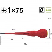 Vessel 1000V Insulated Screwdriver Phillips 1 x 75