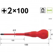 Vessel 1000V Insulated Screwdriver Phillips 2 x 100